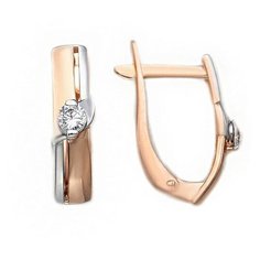 Серьги The Jeweller, красное золото, 585 проба, фианит, , золотистый