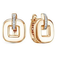 Серьги The Jeweller, красное золото, 585 проба, фианит, , золотистый