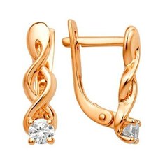 Серьги The Jeweller, красное золото, 585 проба, фианит, , золотистый