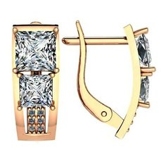 Серьги The Jeweller, красное золото, 585 проба, фианит, , золотистый