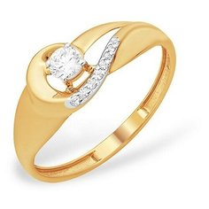 Кольцо The Jeweller, красное золото, 585 проба, кристаллы Swarovski, фианит, размер 17