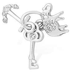 Подвеска The Jeweller, серебро, 925 проба, родирование, фианит, серебристый