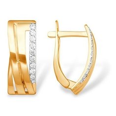 Серьги The Jeweller, красное золото, 585 проба, фианит, , золотистый