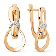 Серьги The Jeweller, красное золото, 585 проба, фианит, , золотистый