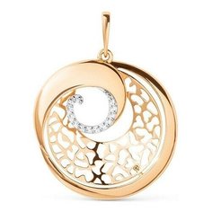Подвеска The Jeweller, красное золото, 585 проба, фианит, золотистый