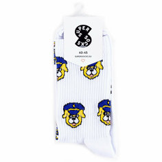 Носки Super socks Офицер Песичкин, размер 35-40, белый