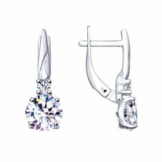 Серьги Яхонт, серебро, 925 проба, фианит, , бесцветный