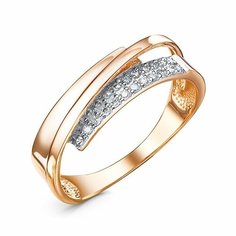 Кольцо Яхонт, красное золото, 585 проба, фианит, размер 16.5, бесцветный