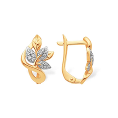 Серьги Яхонт, золото, 585 проба, фианит, , бесцветный