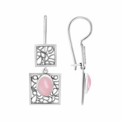 Серьги Яхонт, серебро, 925 проба, кварц, , розовый