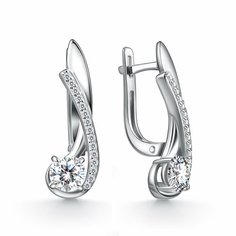 Серьги Яхонт, серебро, 925 проба, фианит, , бесцветный