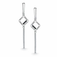 Серьги Яхонт, серебро, 925 проба, фианит, , черный, бесцветный