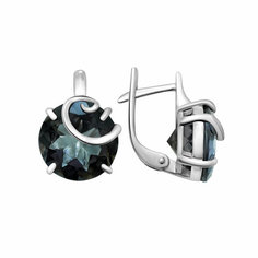 Серьги Яхонт, серебро, 925 проба, горный хрусталь, , черный