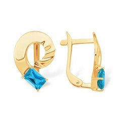 Серьги Яхонт, золото, 585 проба, топаз, , голубой
