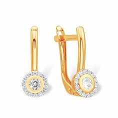 Серьги Яхонт, золото, 585 проба, фианит, , бесцветный