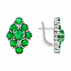 Серьги Яхонт, серебро, 925 проба, кристалл, , зеленый