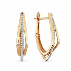 Серьги Яхонт, красное золото, 585 проба, фианит, , бесцветный