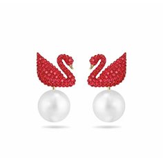 Серьги SWAROVSKI, кристаллы Swarovski, золотистый/красный
