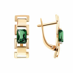 Серьги Яхонт, красное золото, 585 проба, ситалл, , зеленый