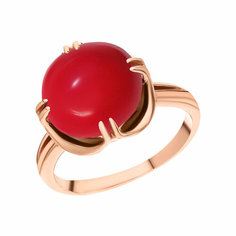 Кольцо Яхонт, серебро, 925 проба, коралл, размер 19.5, красный