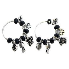 Серьги конго Ed Hardy, черный, серебряный