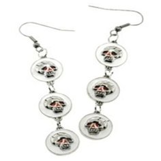 Серьги с подвесками Ed Hardy, белый, черный