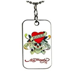 Колье Ed Hardy, белый-красный
