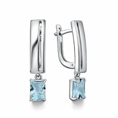 Серьги Яхонт, серебро, 925 проба, топаз, , голубой
