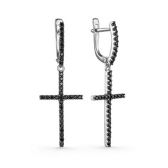 Серьги с подвесками UVILERS, серебро, 925 проба, родирование, фианит, , серебро