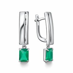 Серьги Яхонт, серебро, 925 проба, агат, , зеленый
