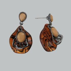 Серьги с подвесками Эстет, стекло, коричневый