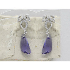 Серьги с подвесками Эстет, кристаллы Swarovski, серебряный, фиолетовый