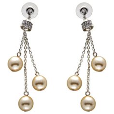 Серьги с подвесками Эстет, кристаллы Swarovski, жемчуг имитация, серебряный