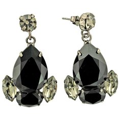 Серьги с подвесками Эстет, кристалл, черный