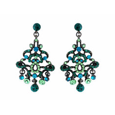 Серьги с подвесками Эстет, кристалл, кристаллы Swarovski, зеленый