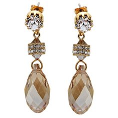 Серьги с подвесками Эстет, кристаллы Swarovski, золотой