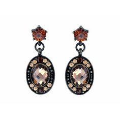Серьги с подвесками Эстет, кристаллы Swarovski, кристалл, стекло, черный/коричневый