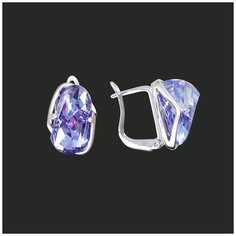 Серьги пусеты Эстет, стекло, голубой, серебряный