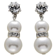 Серьги с подвесками Эстет, кристаллы Swarovski, жемчуг имитация, серебряный