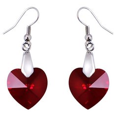 Серьги с подвесками Эстет, кристаллы Swarovski, серебряный, красный