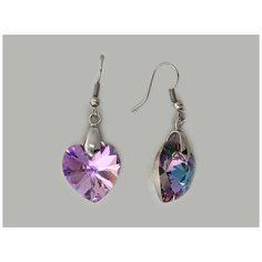 Серьги с подвесками Эстет, кристаллы Swarovski, фиолетовый, серебряный