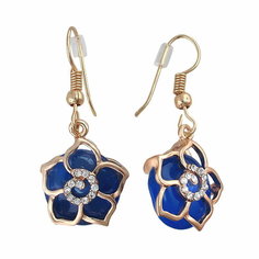 Серьги с подвесками Эстет, кошачий глаз, золотой/синий