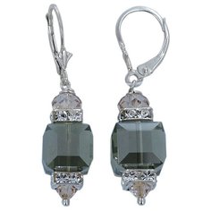 Серьги с подвесками Эстет, кристаллы Swarovski, серебряный