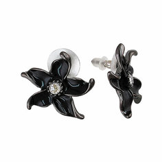 Серьги пусеты Эстет, стекло, черный