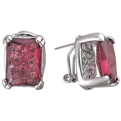 Серьги пусеты Эстет, кристалл, серебряный, розовый