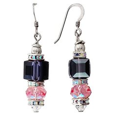Серьги с подвесками Эстет, кристаллы Swarovski, серебряный, розовый