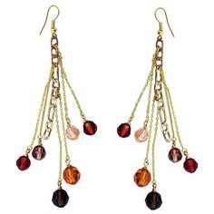 Серьги цепочки Эстет, кристаллы Swarovski, золотой