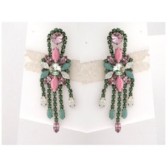 Серьги с подвесками Эстет, кристаллы Swarovski, мультиколор