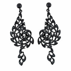 Серьги с подвесками Эстет, стекло, черный