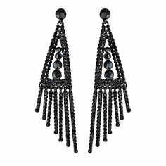 Серьги с подвесками Эстет, стекло, черный